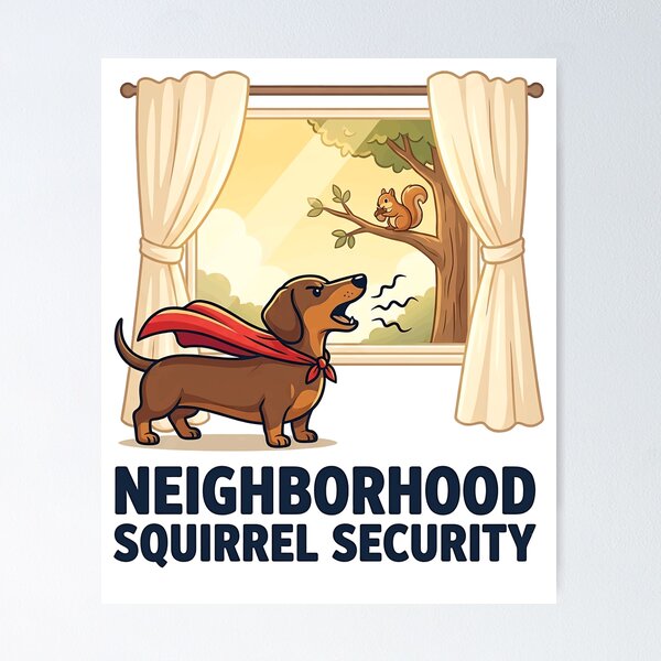 Item preview, Neighborhood Squirrel Security Funny Superhero Dachshund designed and sold by jgoteiner.