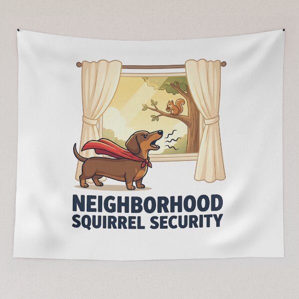Item preview, Neighborhood Squirrel Security Funny Superhero Dachshund designed and sold by jgoteiner.
