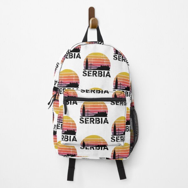 Item preview, Serbia skyline in retro sunset designed and sold by Ginetta0815.