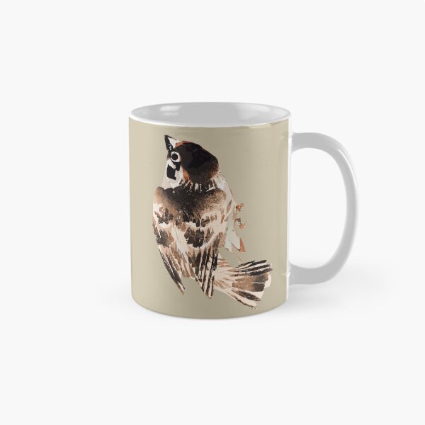 Item preview, Japanese Animal Art - Sparrow - Modern Ukiyo-e - Japandi, Beige designed and sold by Black Swallow.