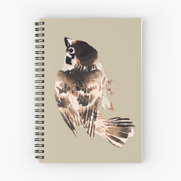 Item preview, Japanese Animal Art - Sparrow - Modern Ukiyo-e - Japandi, Beige designed and sold by Black Swallow.