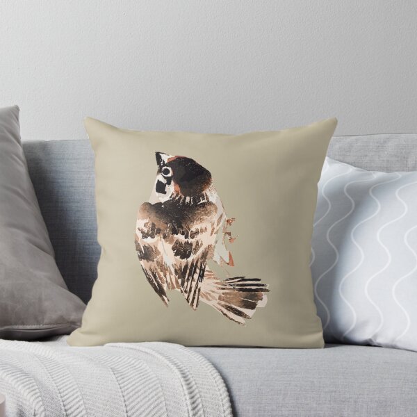 Item preview, Japanese Animal Art - Sparrow - Modern Ukiyo-e - Japandi, Beige designed and sold by Black Swallow.
