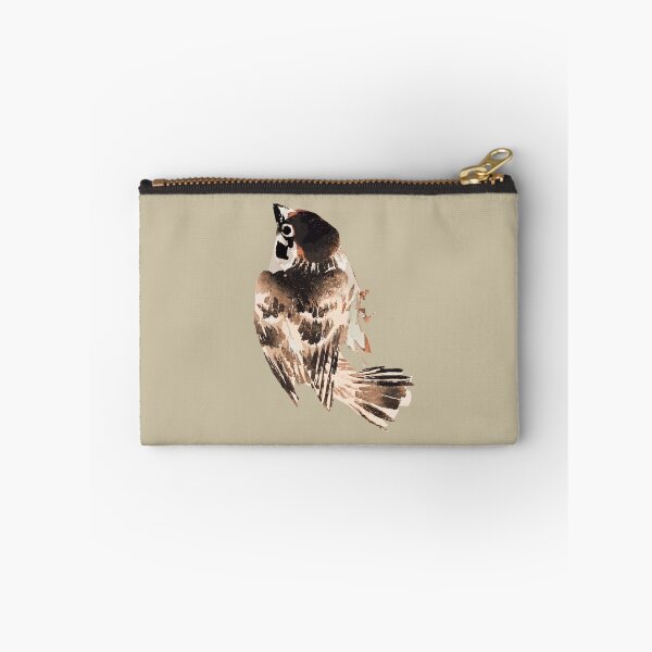 Item preview, Japanese Animal Art - Sparrow - Modern Ukiyo-e - Japandi, Beige designed and sold by Black Swallow.