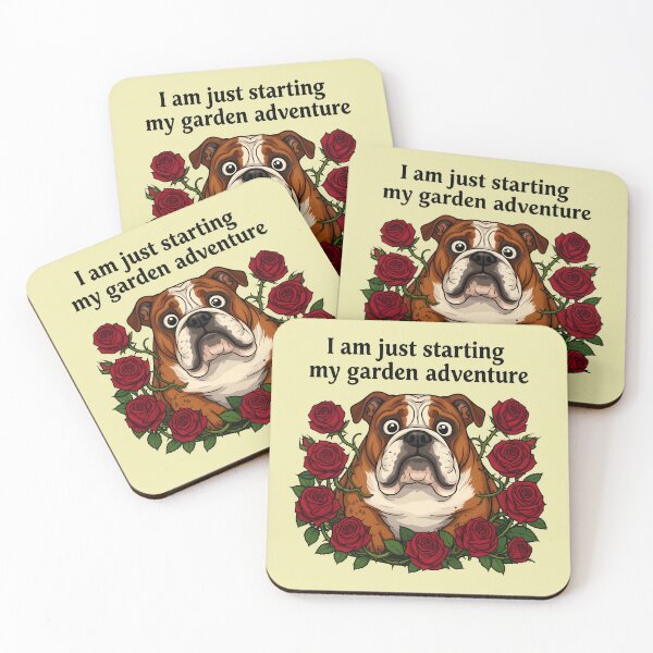 Item preview, Starting garden adventure - Bulldog and red roses designed and sold by ParadoxParadox.