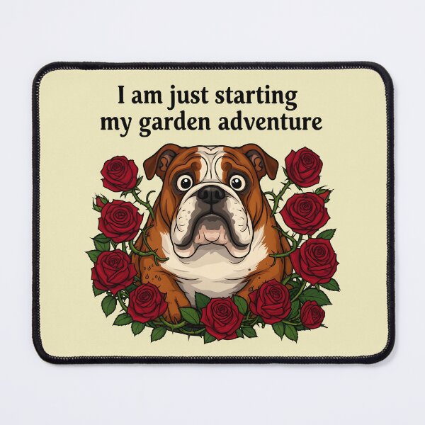 Item preview, Starting garden adventure - Bulldog and red roses designed and sold by ParadoxParadox.