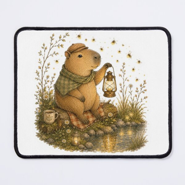 Item preview, Capybara Watching Fireflies designed and sold by Snurly.