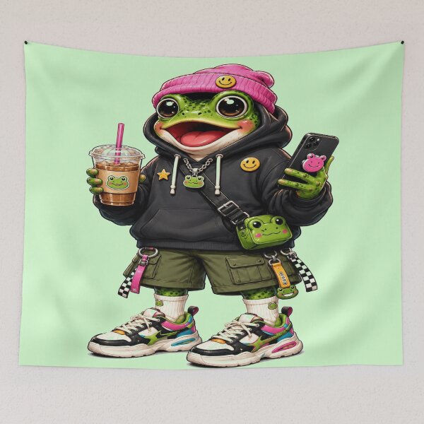 Item preview, Cute Frog Streetwear Art | Kawaii Frog Character Sticker  designed and sold by StickersHul.