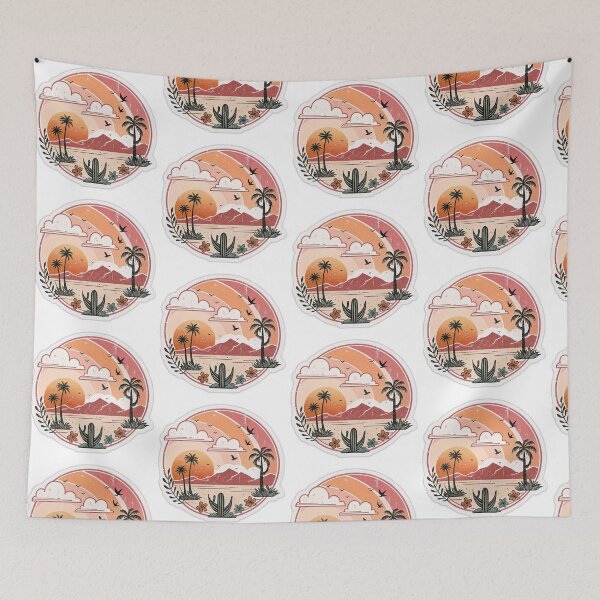 Item preview, Vintage Desert Sunset Landscape Retro Aesthetic Sticker designed and sold by Khatumeye.