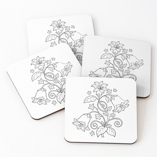 Item preview, Elegant Floral Bellflowers Botanical Line Art designed and sold by ArtPer-design.