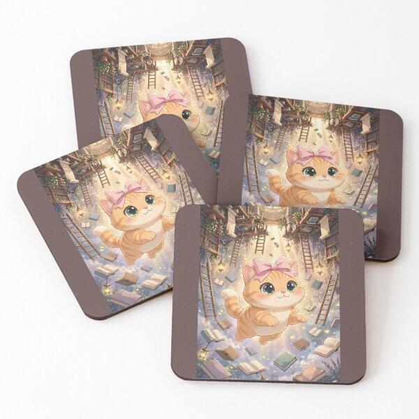 Item preview, Cute Kitten Floating In Magical Library designed and sold by Luna's World - Moody Vibes Studio.