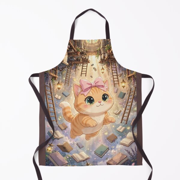 Item preview, Cute Kitten Floating In Magical Library designed and sold by Moody Vibes Studio.
