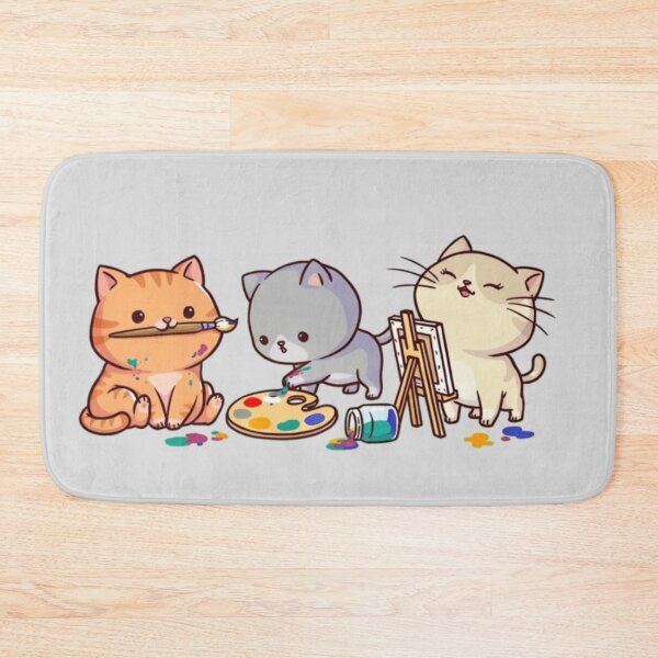 Item preview, three cute cartoon cats painting on tiny canvases designed and sold by 123ks.