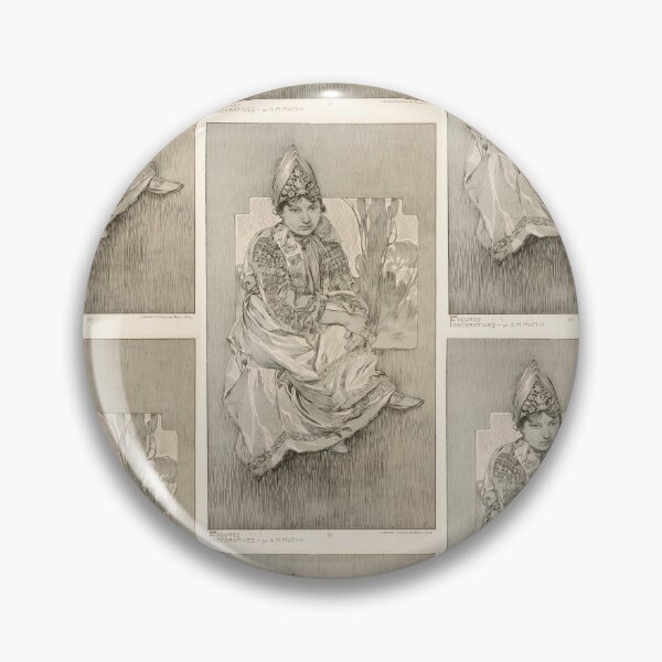 Item preview, Seated Young Woman in Folk Headdress designed and sold by artofuniverse.