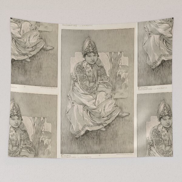 Item preview, Seated Young Woman in Folk Headdress designed and sold by artofuniverse.