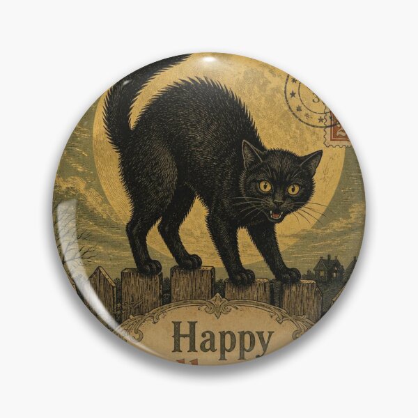 Item preview, Vintage Halloween Postcard Black Cat Design designed and sold by SunnyDesign82.