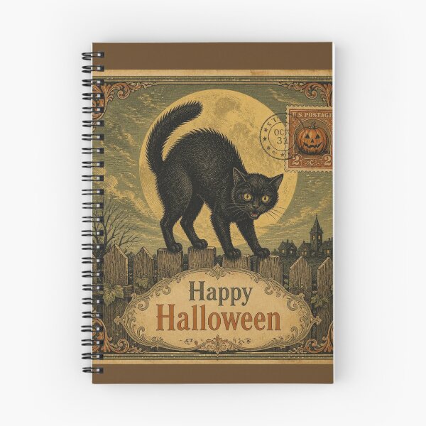 Item preview, Vintage Halloween Postcard Black Cat Design designed and sold by SunnyDesign82.
