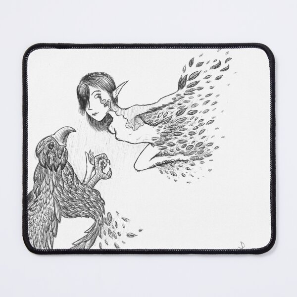 Item preview, Abstract Magical Bird Human Flying Black Ballpoint Pen Drawing  designed and sold by BOKEbyTC.