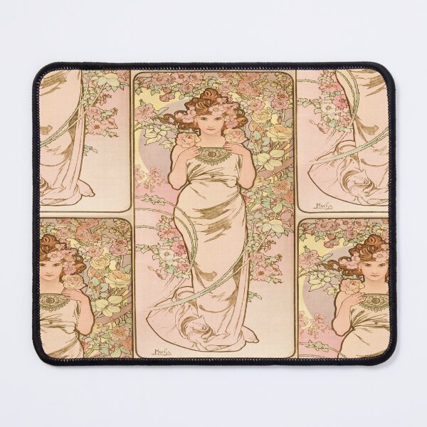 Item preview, Woman Among Blooming Pink Roses designed and sold by artofuniverse.