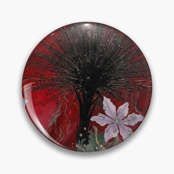 Item preview, Gothic Spiky Black Flower Crimson Botanical Pattern designed and sold by WitchyBotanicaArt.
