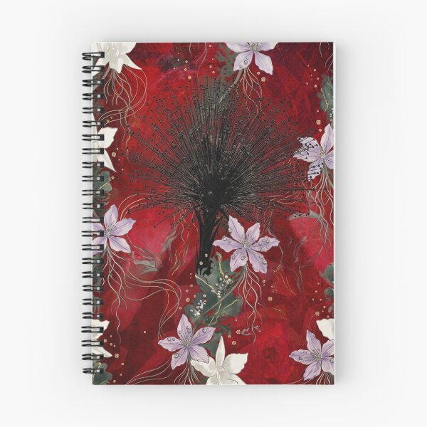 Item preview, Gothic Spiky Black Flower Crimson Botanical Pattern designed and sold by WitchyBotanicaArt.