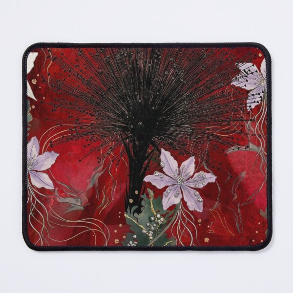 Item preview, Gothic Spiky Black Flower Crimson Botanical Pattern designed and sold by WitchyBotanicaArt.