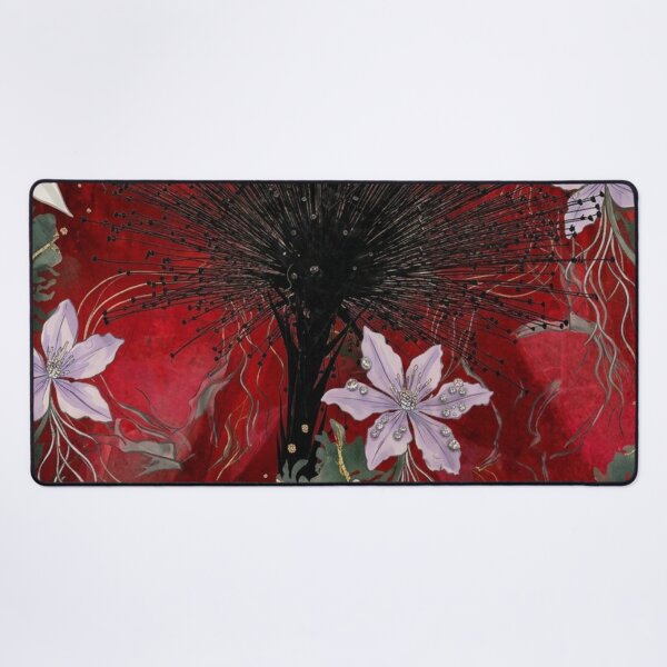 Item preview, Gothic Spiky Black Flower Crimson Botanical Pattern designed and sold by WitchyBotanicaArt.