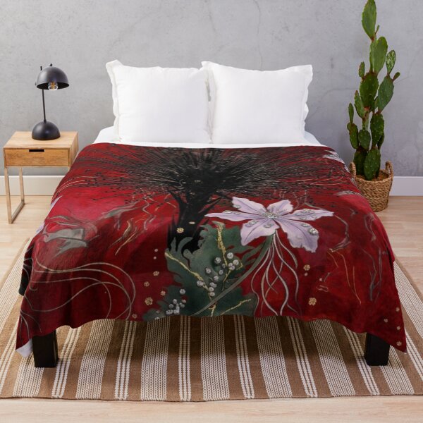 Item preview, Gothic Spiky Black Flower Crimson Botanical Pattern designed and sold by WitchyBotanicaArt.