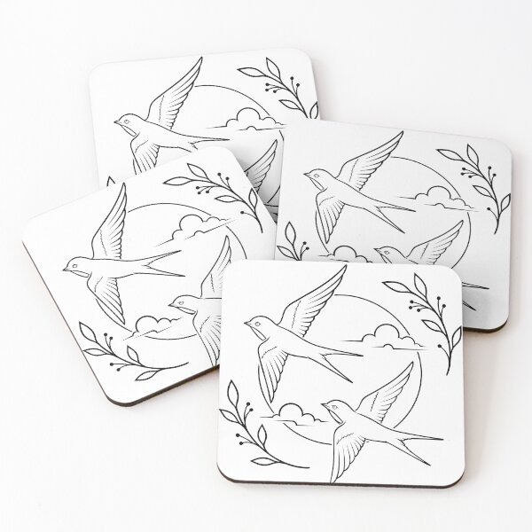 Item preview, Minimalist Flying Swallows Sunset Line Art designed and sold by ArtPer-design.