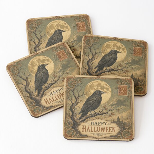 Item preview, Vintage Halloween Postcard Raven Design designed and sold by SunnyDesign82.
