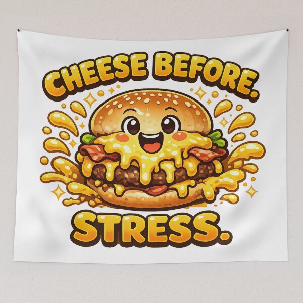 Item preview, Cheese Before Stress: Wellness Priority Burger Therapy Design designed and sold by irfanshikh.