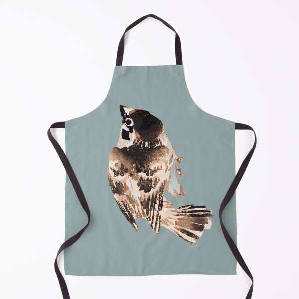 Item preview, Japanese Animal Art - Sparrow Modern Ukiyo-e - Japandi, Dusty Blue designed and sold by Black Swallow.