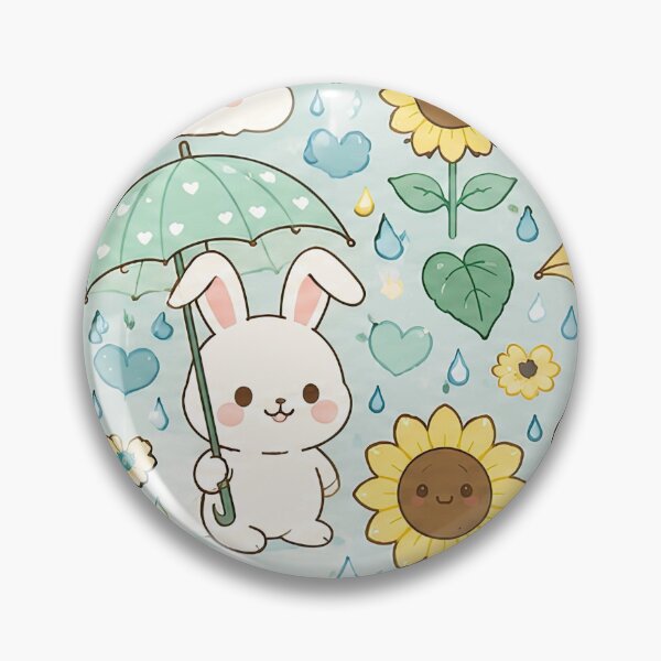 Item preview, Bunny Sunflower Rain Pattern designed and sold by Soft Berry Studio.