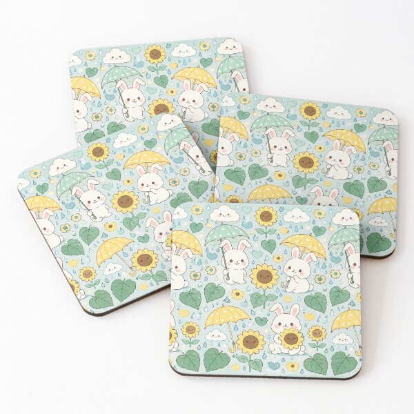 Item preview, Bunny Sunflower Rain Pattern designed and sold by Soft Berry Studio.