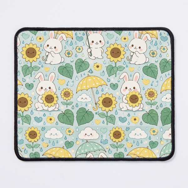 Item preview, Bunny Sunflower Rain Pattern designed and sold by Soft Berry Studio.