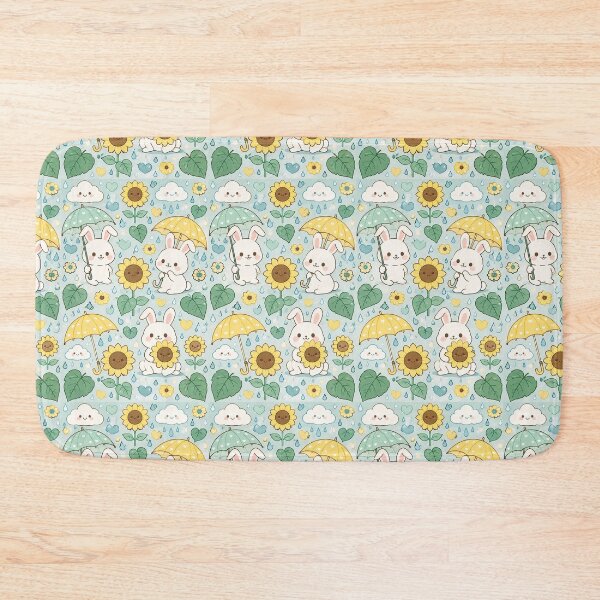 Item preview, Bunny Sunflower Rain Pattern designed and sold by Soft Berry Studio.