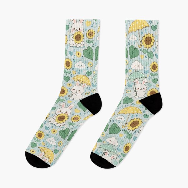 Item preview, Bunny Sunflower Rain Pattern designed and sold by Soft Berry Studio.