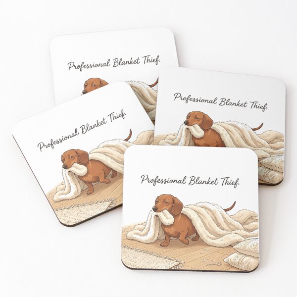 Item preview, Professional Blanket Thief Funny Dachshund Dragging Blanket designed and sold by jgoteiner.
