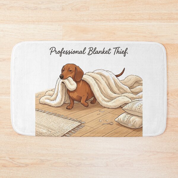 Item preview, Professional Blanket Thief Funny Dachshund Dragging Blanket designed and sold by jgoteiner.