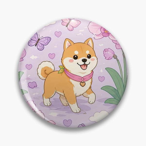 Item preview, Shiba Inu Orchid Walk Pattern designed and sold by Soft Berry Studio.
