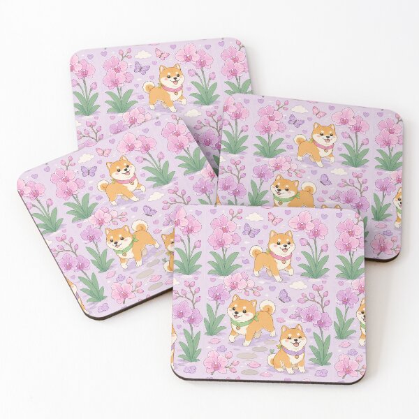 Item preview, Shiba Inu Orchid Walk Pattern designed and sold by Soft Berry Studio.
