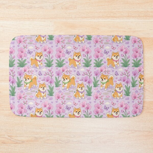 Item preview, Shiba Inu Orchid Walk Pattern designed and sold by Soft Berry Studio.
