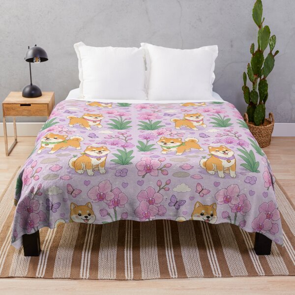Item preview, Shiba Inu Orchid Walk Pattern designed and sold by Soft Berry Studio.