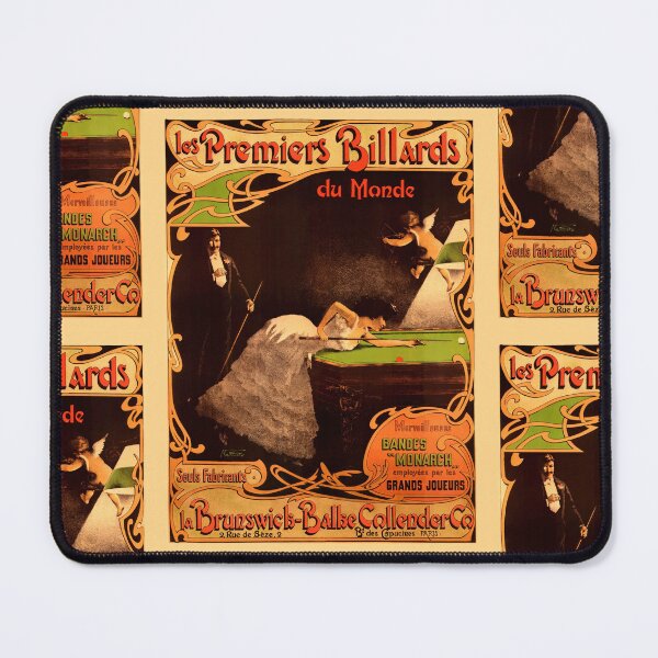 Item preview, Vintage Art Nouveau Billiard Poster | La Brunswick-Balke-Collender Co | Elegant & Whimsical Advertisement Print designed and sold by artofuniverse.
