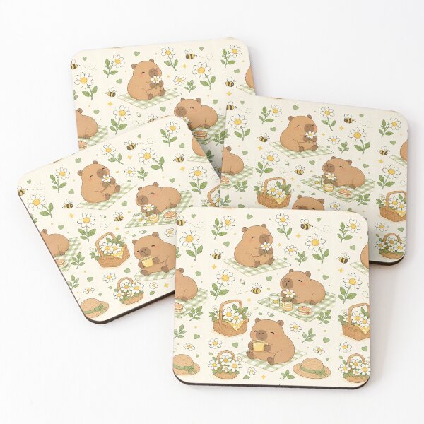 Item preview, Capybara Daisy Picnic Pattern designed and sold by Soft Berry Studio.