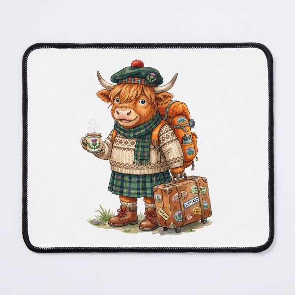 Item preview, Scottish Highland Cow Traveler with Suitcase designed and sold by TeeARTHY.