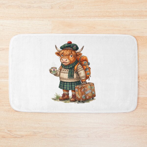 Item preview, Scottish Highland Cow Traveler with Suitcase designed and sold by TeeARTHY.