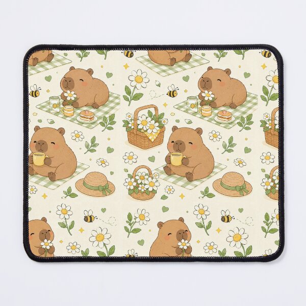 Item preview, Capybara Daisy Picnic Pattern designed and sold by Soft Berry Studio.