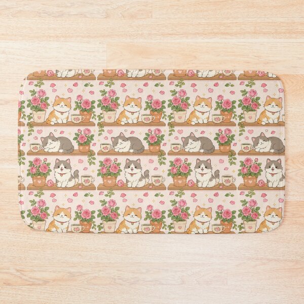 Item preview, Cozy Cat Rose Shelf Pattern designed and sold by Soft Berry Studio.