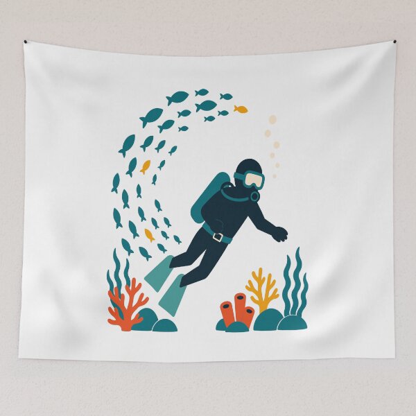 Item preview, Divers in a school of fish – coral reef underwater world designed and sold by Lyfeinsights.