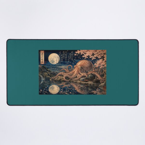Item preview, Octopus Tea Ceremony under the Full Moon, Japanese Ukiyo-e Style designed and sold by Natalia-Vlad.